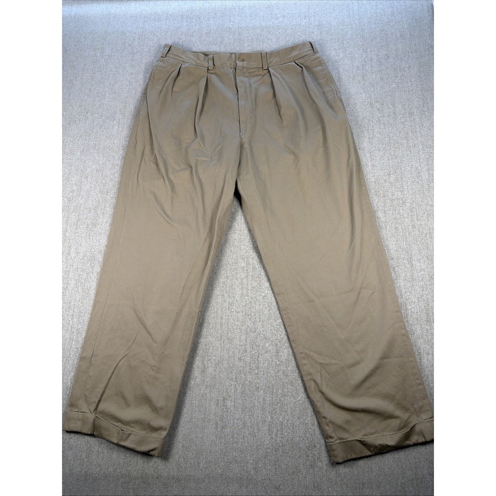 BILLS KHAKIS Pants Men 37/30 Pleated Chino Tan Cotton Twill Cuffed Hem USA